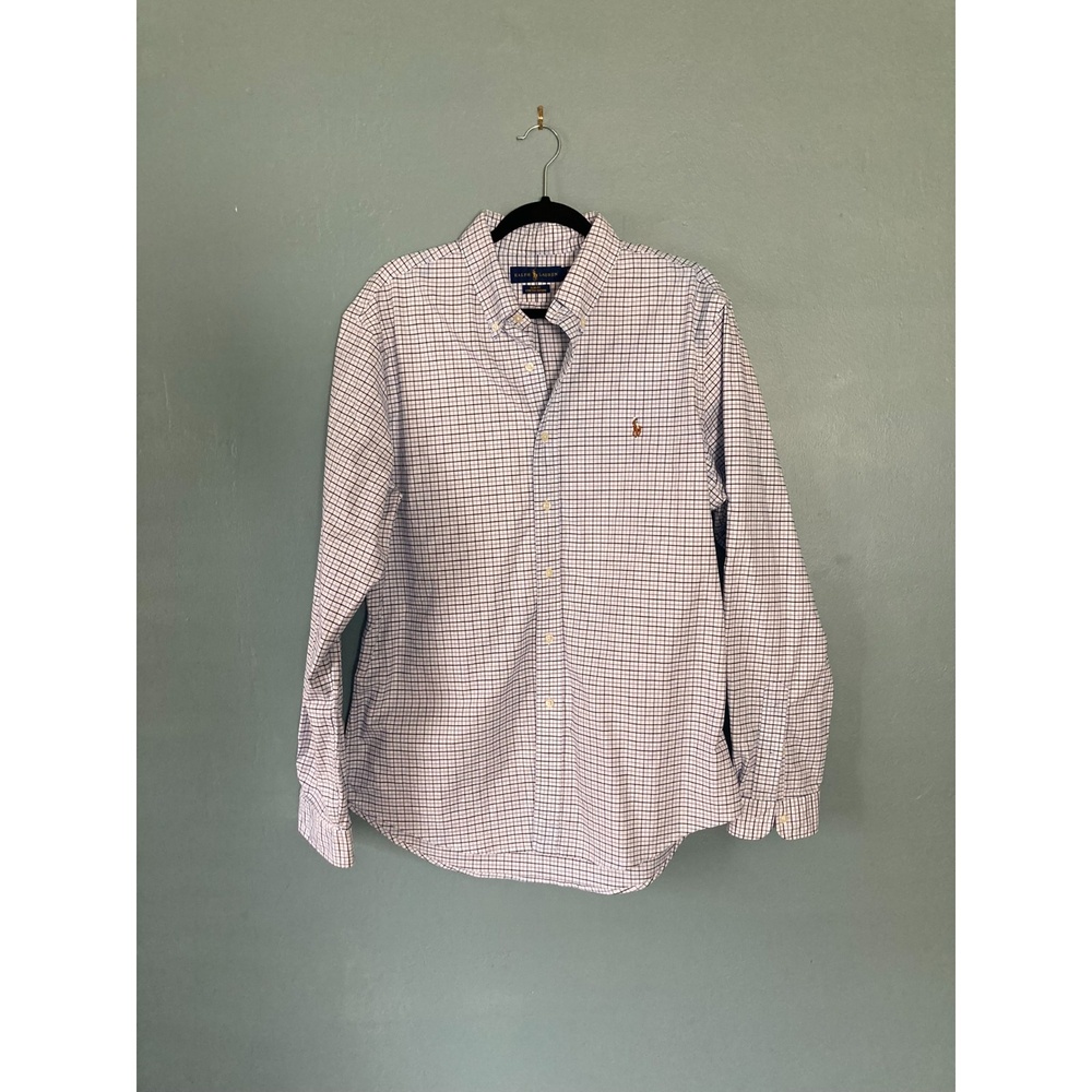 Ralph Lauren Men's slim fit stretch long sleeve checked oxford x-large